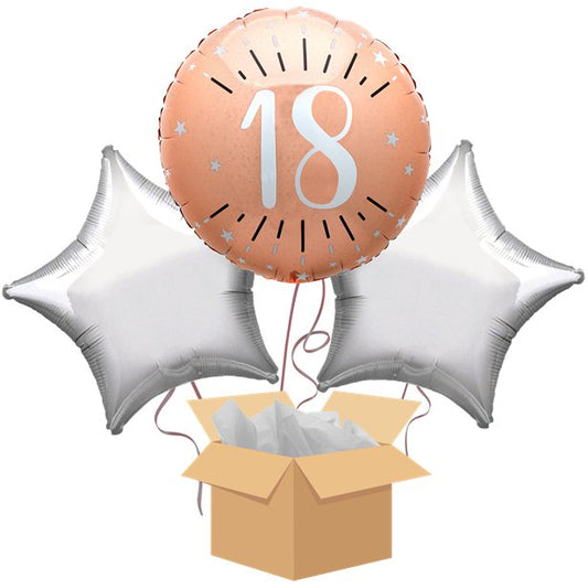 Sparkling Rose Gold 18th Balloon Bouquet - Delivered Inflated