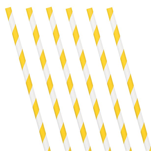Yellow Stripe Paper Straws (24pk)