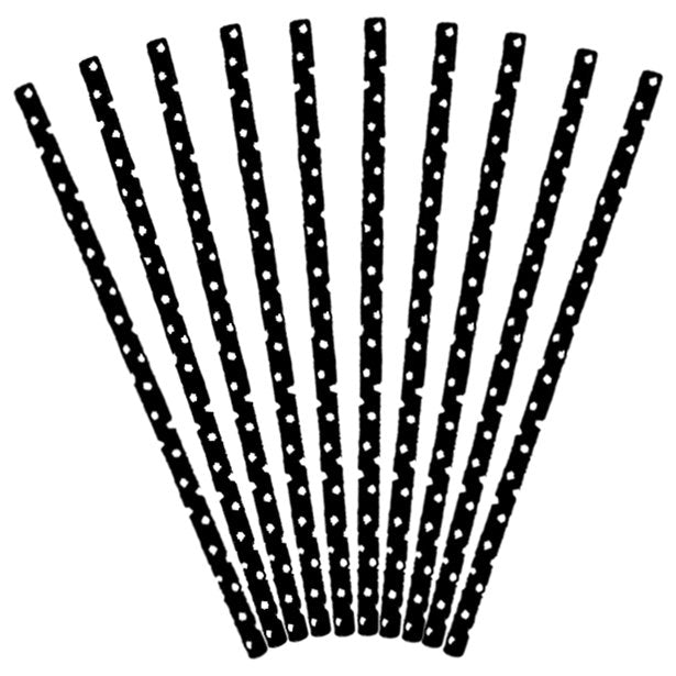 Black Dots Paper Straws (10pk) – product image 1