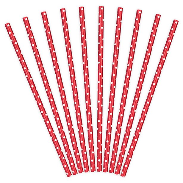 Red Dots Paper Straws (10pk) – product image 1