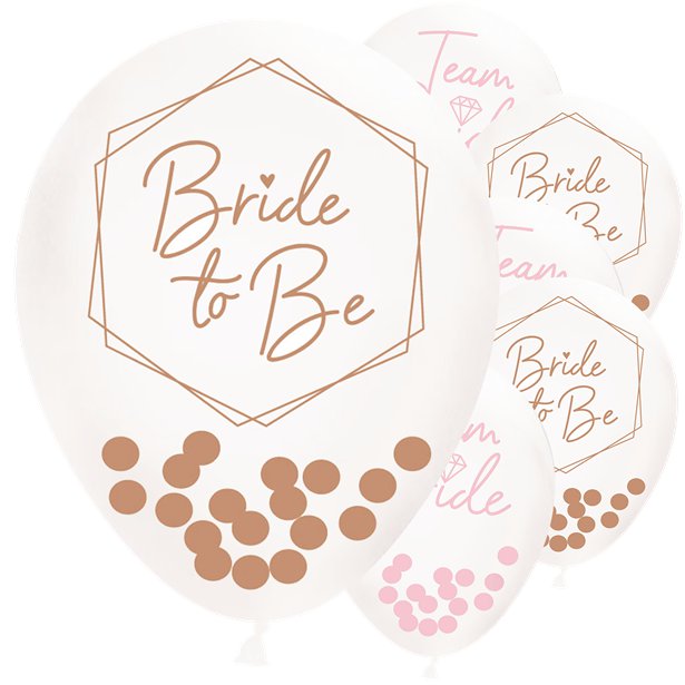 Team Bride Confetti Balloons - 12" Latex (6pk) – product image 1