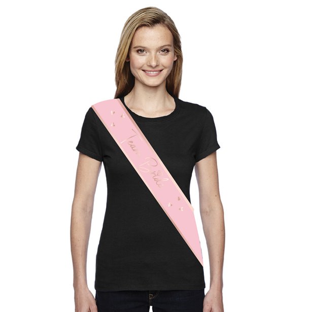 Team Bride Pink & Rose Gold Sashes (6pk) – product image 1