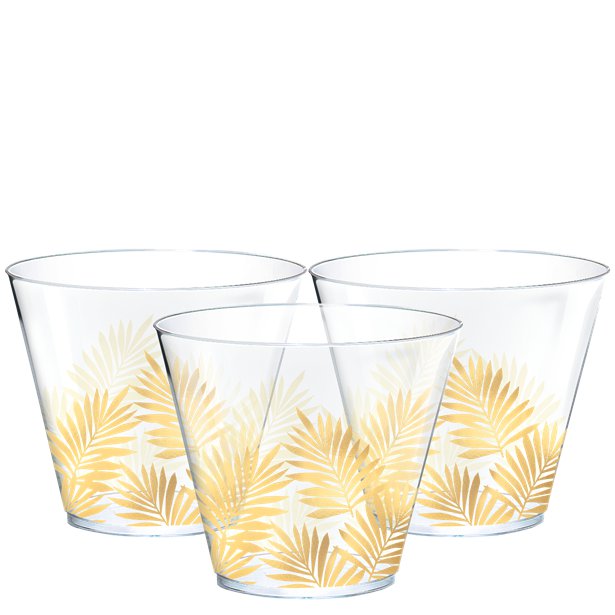 Tropical Leaf Plastic Tumblers - 266ml (30pk) – product image 1