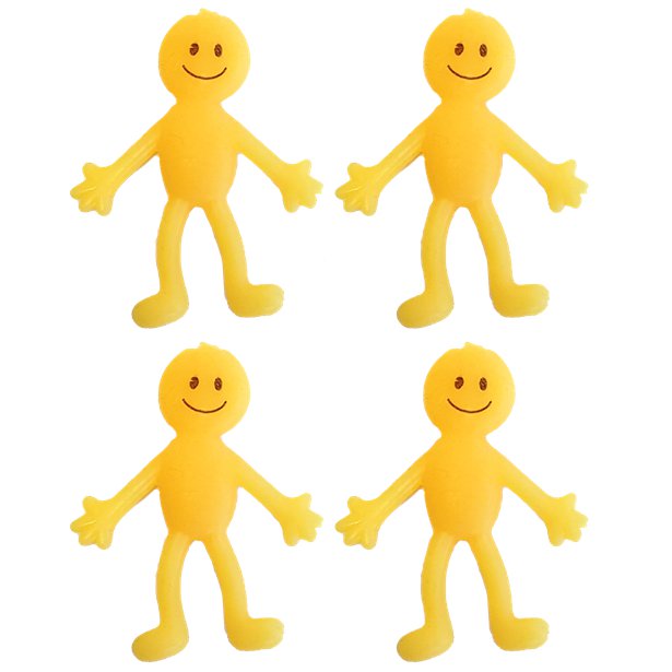 Yellow Stretchy Smiley Man - 6cm (4pk)