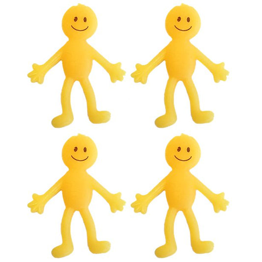 Yellow Stretchy Smiley Man - 6cm (4pk)