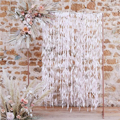 A Touch Of Pampas Blush Pink Leaf Ribbon Backdrop