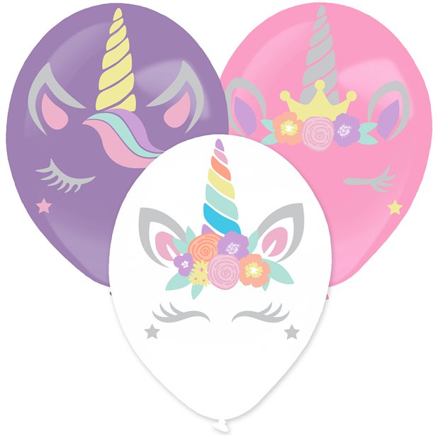 Unicorn Balloons with Stickers set - 14" Latex (3pk)