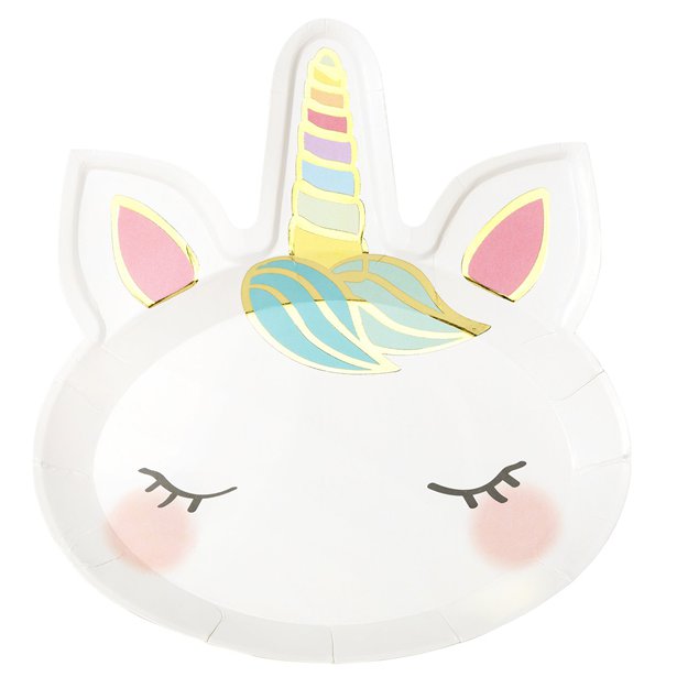 We Heart Unicorn Shaped Paper Plates (8pk)
