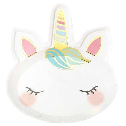 We Heart Unicorn Shaped Paper Plates (8pk)
