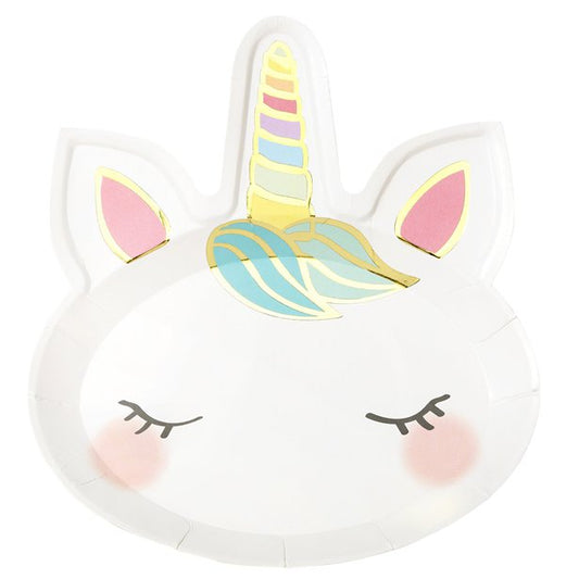 We Heart Unicorn Shaped Paper Plates (8pk)