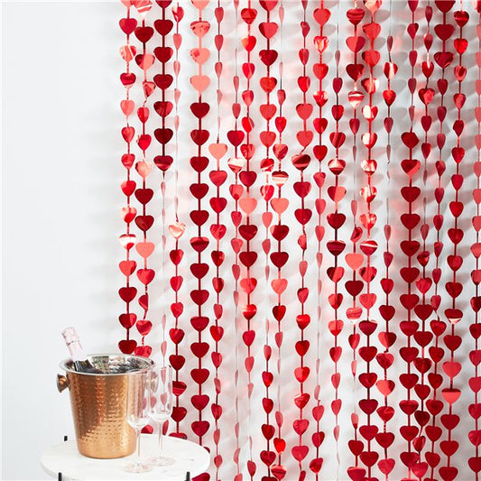 Red Heart Fringe Curtain - 1m x 2.2m