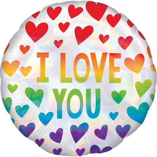 Rainbow Hearts 'I Love You' Foil Balloon - 18"