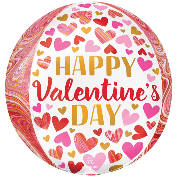 Happy Valentine's Day Marble Orbz Balloon - 16" – product image 1