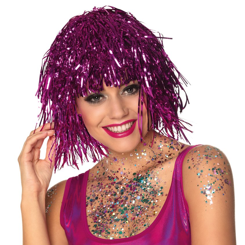 Pink Tinsel Wig