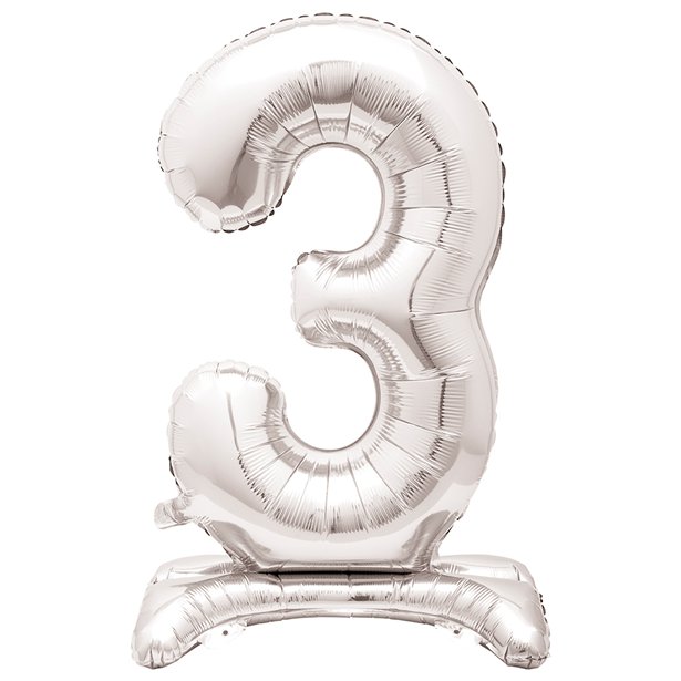 Silver Standing Number Balloons - 30" Air Fill