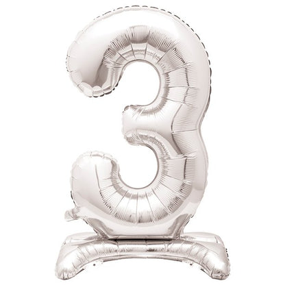 Silver Standing Number Balloons - 30" Air Fill