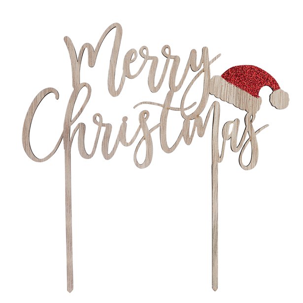 Merry Christmas Wooden Cake Topper - 17cm – product image 1