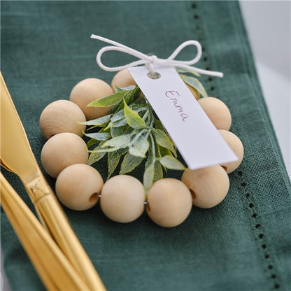 Wooden Bead Place Card Holder with Foliage (6pk)