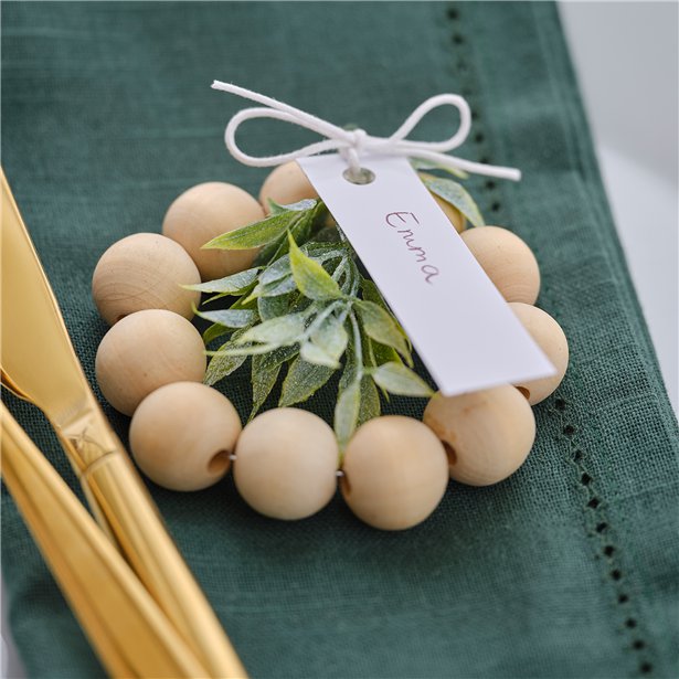 Wooden Bead Place Card Holder with Foliage (6pk) – product image 1