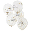 Gold Christmas Tree Confetti Balloons - 12" (5pk) – product image 1