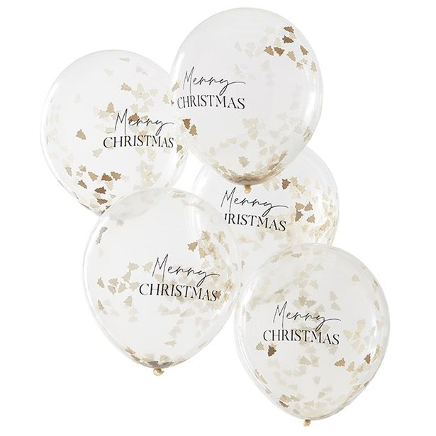 Gold Christmas Tree Confetti Balloons - 12" (5pk) – product image 1