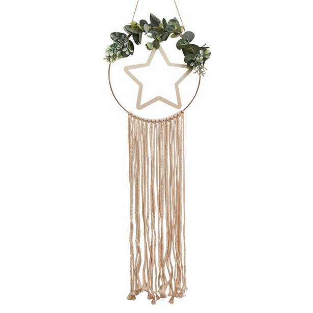 Wooden Hoop & Star Macrame Wall Hanging – product image 2
