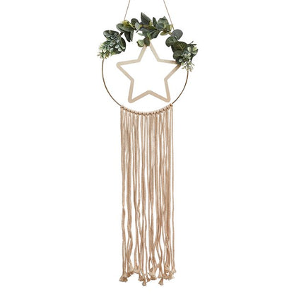 Wooden Hoop & Star Macrame Wall Hanging