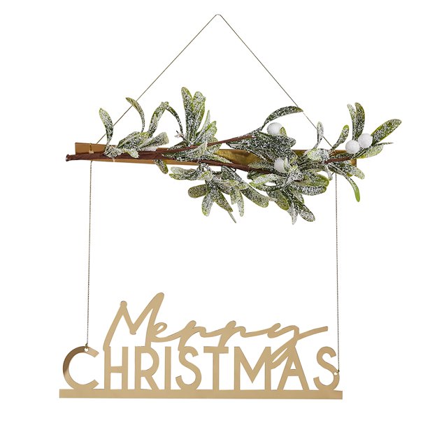 Gold Acrylic Merry Christmas Wreath with Mistletoe – product image 2