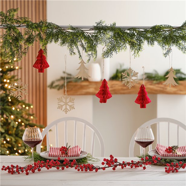 Wooden Hanging Reindeers, Tree, Foliage and Honeycombs – product image 1