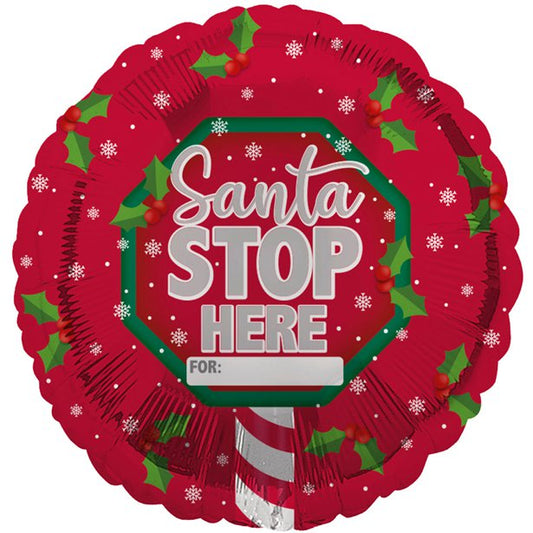 Personalised Santa Stop Here Balloon - 18" Foil