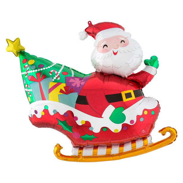 Santa's Sleigh SuperShape Balloon - 30" Foil
