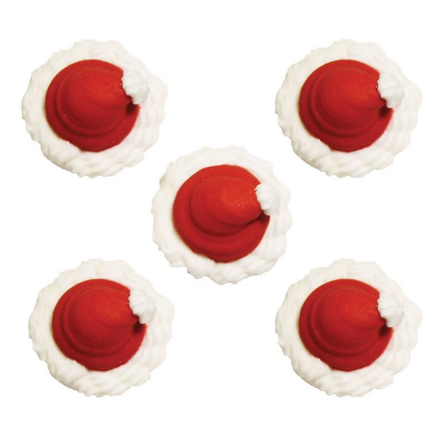 Santa Hat Sugar Cake Toppers (5pk)