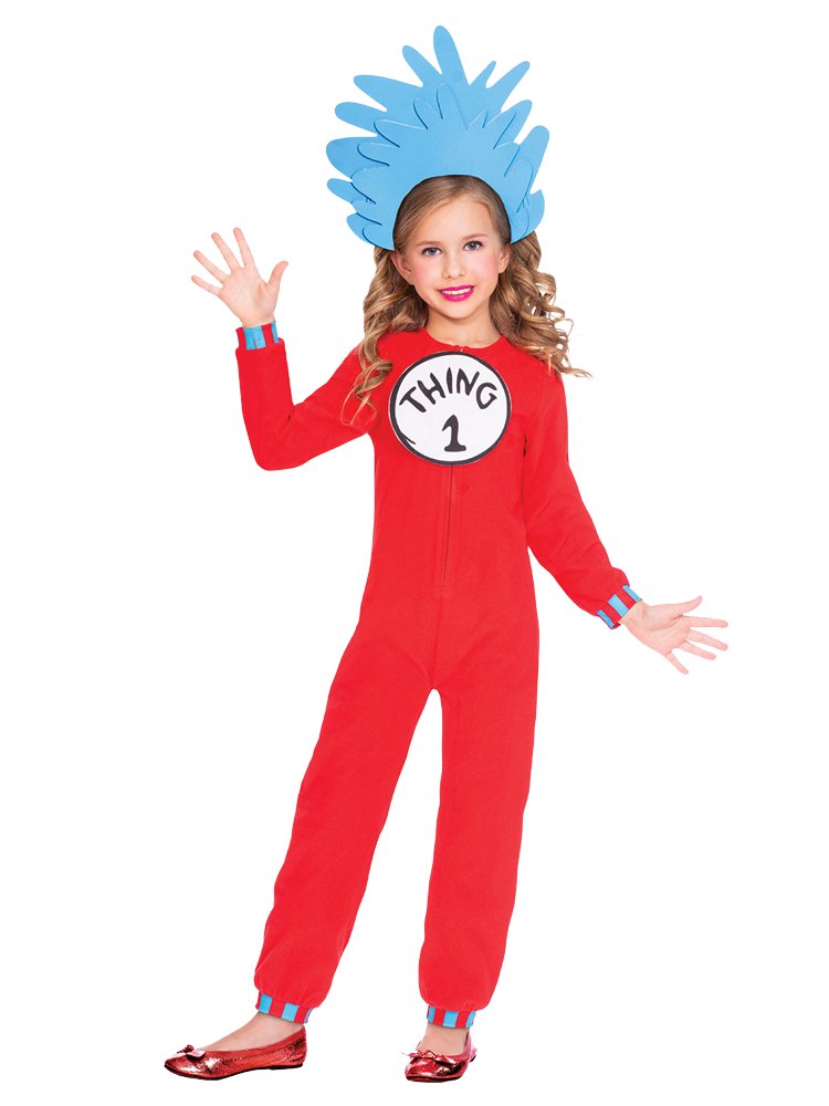 Dr Seuss Thing One Two Jumpsuit - Child Costume