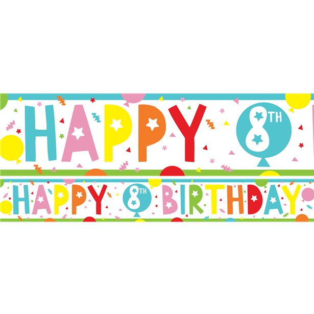 8th Birthday Paper Banners - 1m (3pk)