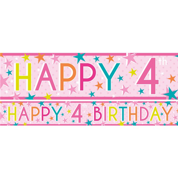 Girls 4th Birthday Paper Banners - 1m (3pk) – product image 1