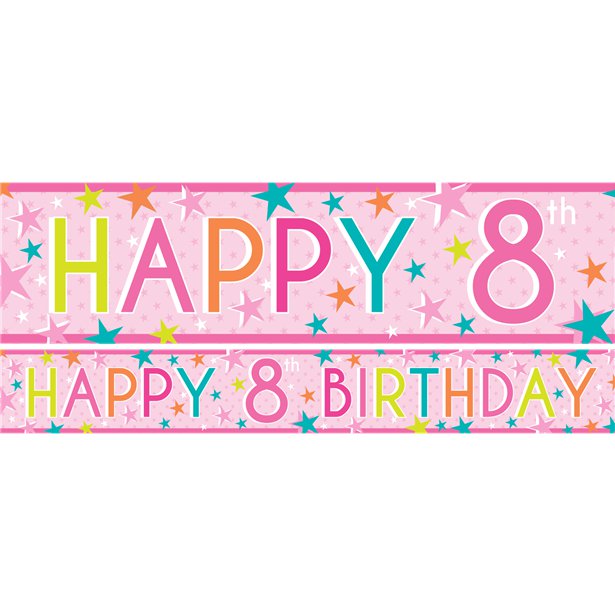 Girls 8th Birthday Paper Banners - 1m (3pk) – product image 1