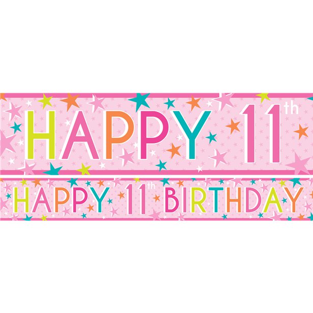 Girls 11th Birthday Paper Banners - 1m (3pk) – product image 1