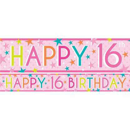 Girls 16th Birthday Paper Banners - 1m (3pk)