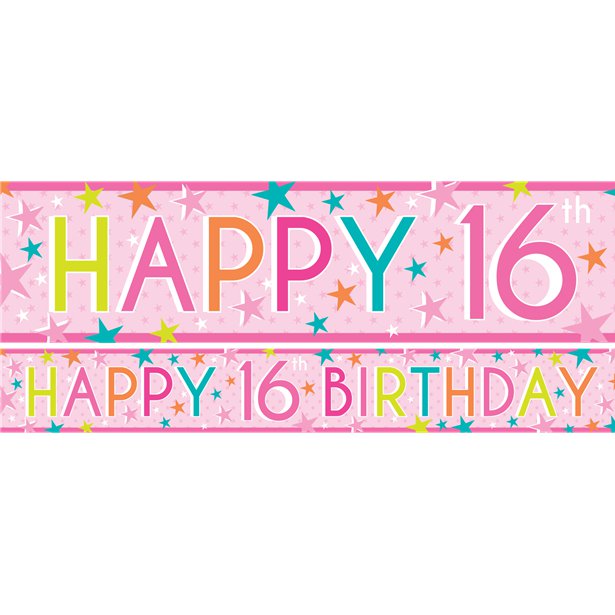 Girls 16th Birthday Paper Banners - 1m (3pk) – product image 1