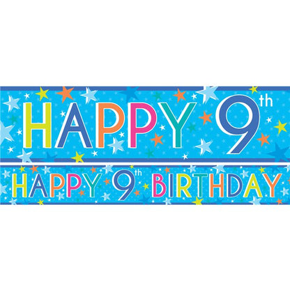 Boys 9th Birthday Paper Banners - 1m (3pk)