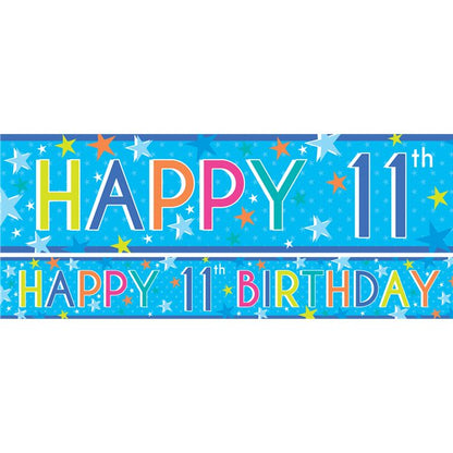 Boys 11th Birthday Paper Banners - 1m (3pk)