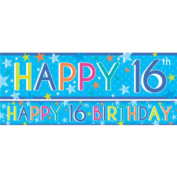 Boys 16th Birthday Paper Banners - 1m (3pk) – product image 1