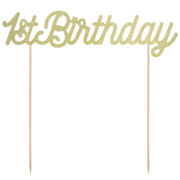 Gold Glitter 1st Birthday Cake Topper – product image 1