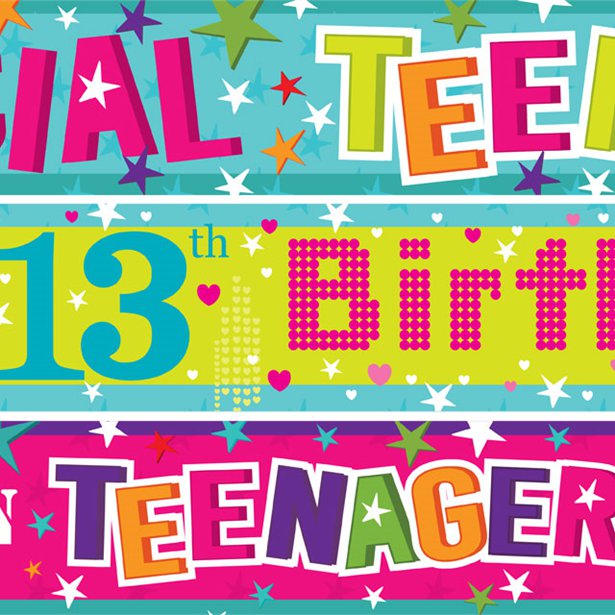 13th Teenager Birthday Paper Banners - 1m (3pk)