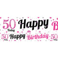 50th Birthday Pink Celebration Paper Banners -1m (3pk) – product image 1
