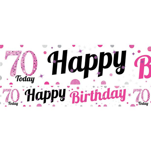70th Birthday Pink Celebration Paper Banners -1m (3pk)