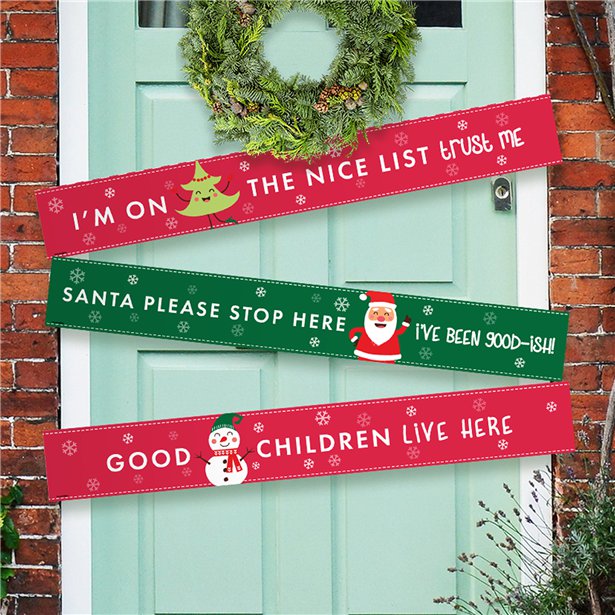 Santa Please Stop Here Paper Door Banners - 1m (3pk) – product image 1