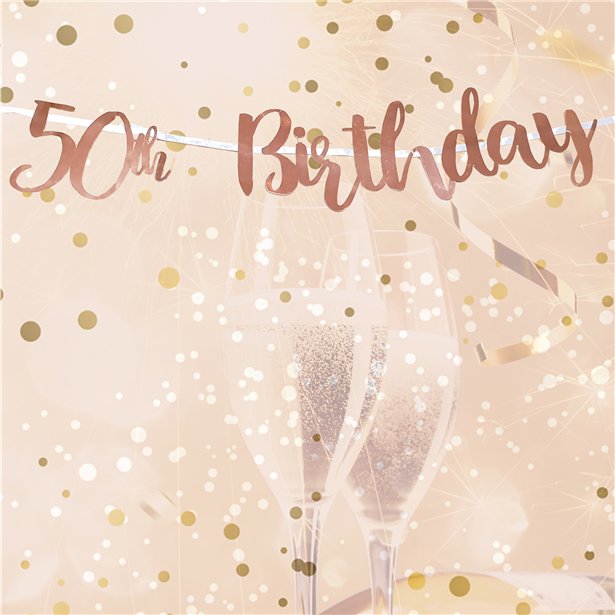 50th Birthday Rose Gold Letter Banner - 1m – product image 2