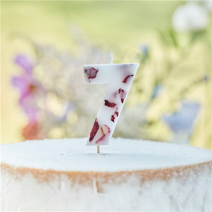 Pressed Petal Number 7 Candle - 9cm