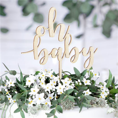 Wooden Oh Baby Cake Topper - 17cm
